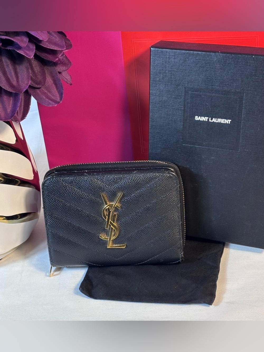 Authentic YSL Cassandra Wallet Black.
